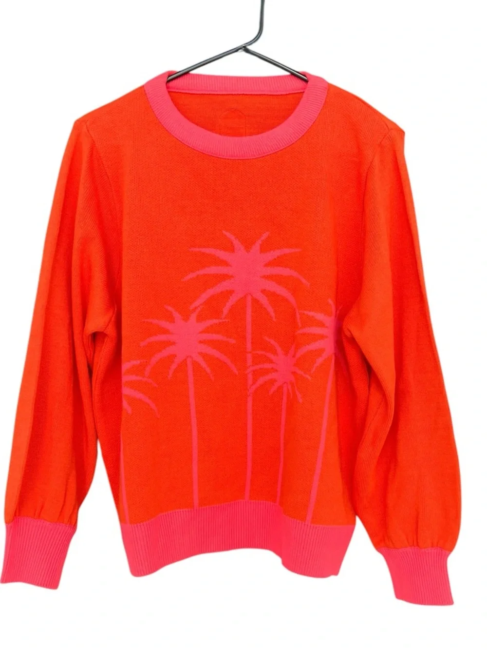 Maaji Palm View Blink Sweater Medium Coral Vacation Graphic Crewneck Pullover - Picture 3 of 7